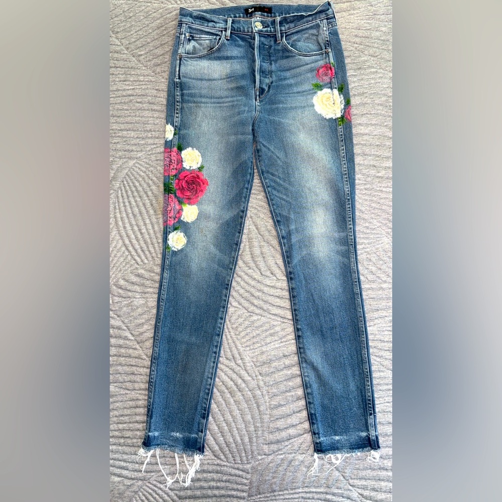 3x1 NYC Painted Flowers Jean - Picture 1 of 4